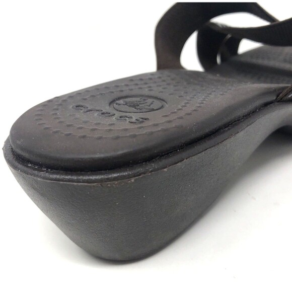 Crocs Molalla Sandals Womens Size 8 Brown Zebra Comfy Cross Strappy Slip On - Picture 9 of 13